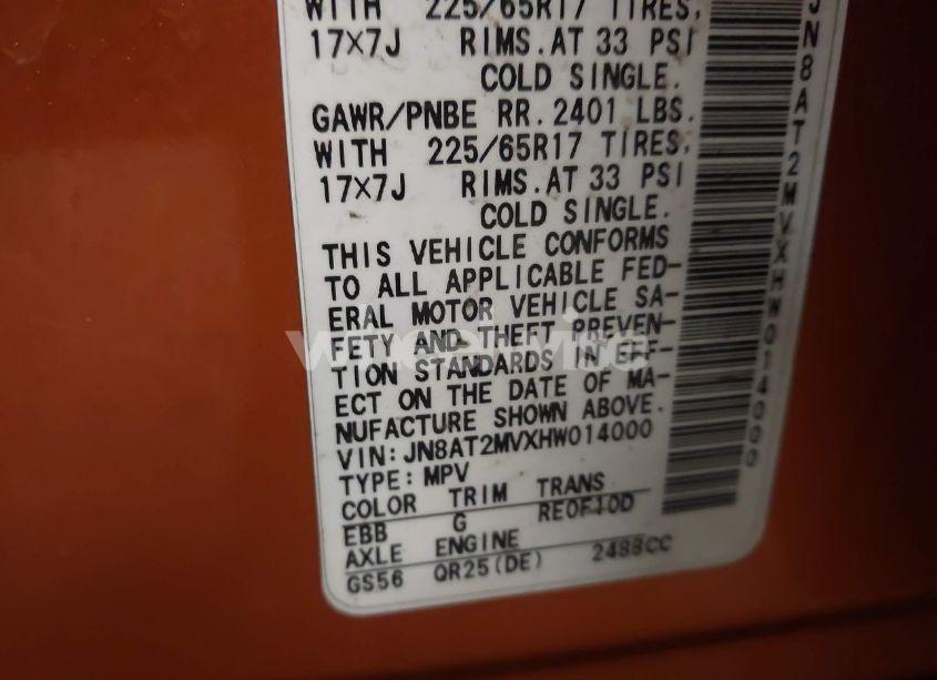 Photo 9 of 2017 Nissan Rogue S (VIN JN8AT2MVXHW014000)