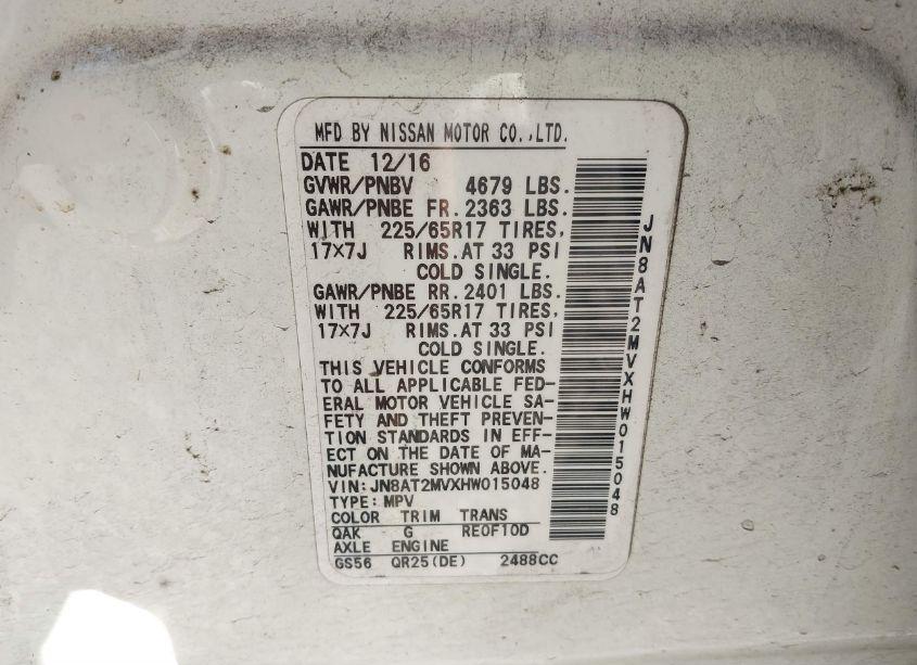 Photo 9 of 2017 Nissan Rogue S (VIN JN8AT2MVXHW015048)