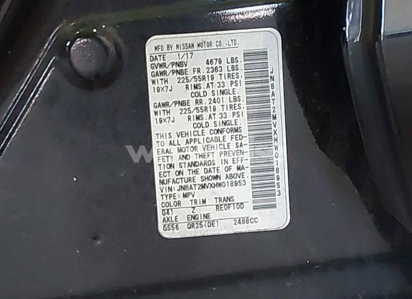 Photo 9 of 2017 Nissan Rogue SL (VIN JN8AT2MVXHW018953)