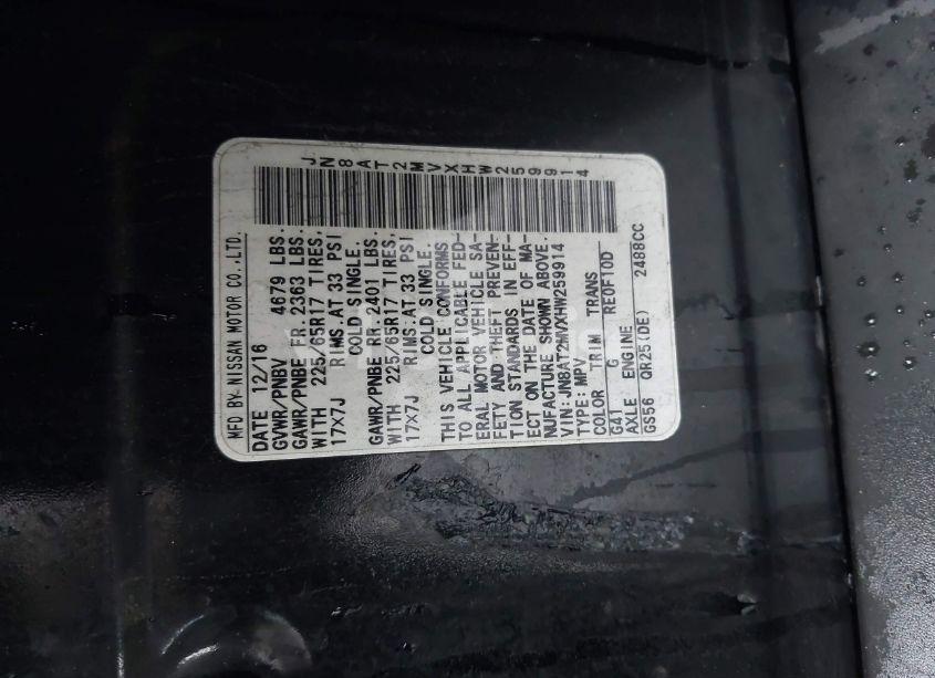 Photo 9 of 2017 Nissan Rogue SV (VIN JN8AT2MVXHW259914)