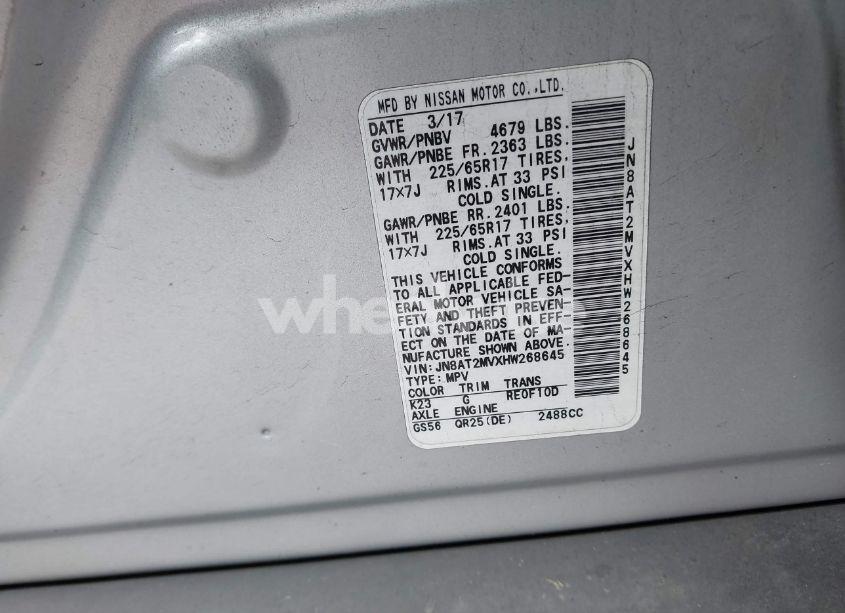 Photo 9 of 2017 Nissan Rogue S (VIN JN8AT2MVXHW268645)