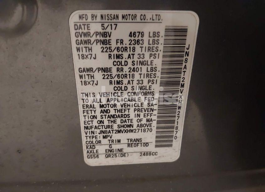 Photo 9 of 2017 Nissan Rogue SL (VIN JN8AT2MVXHW271870)