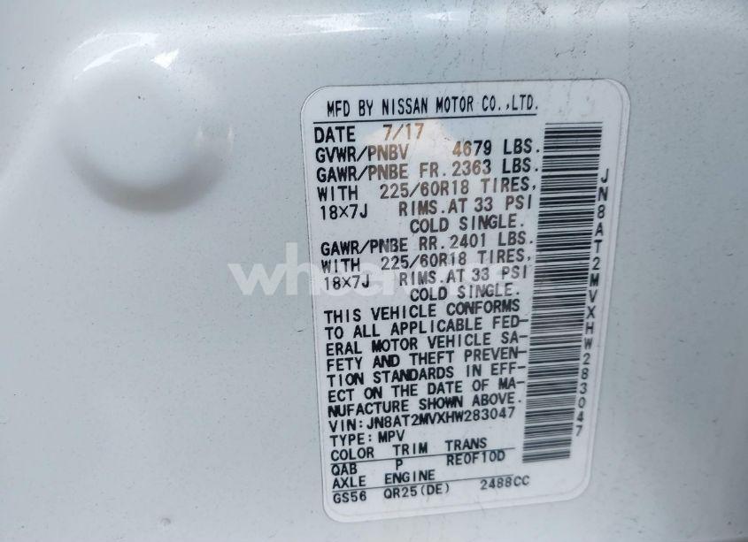 Photo 9 of 2017 Nissan Rogue SL (VIN JN8AT2MVXHW283047)