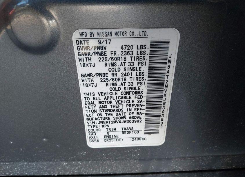 Photo 9 of 2018 Nissan Rogue SL (VIN JN8AT2MVXJW303982)