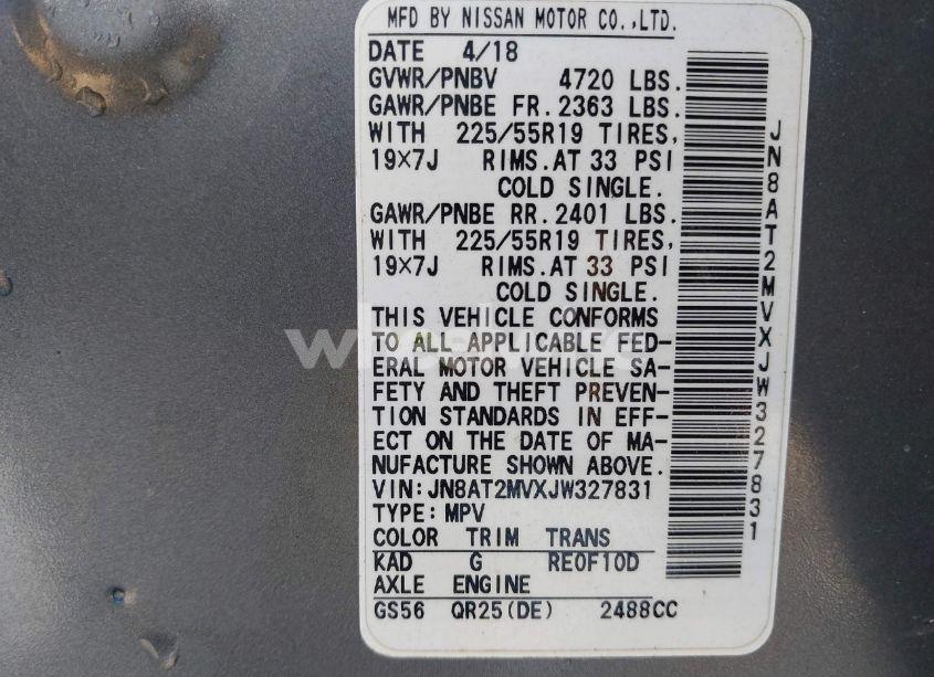 Photo 9 of 2018 Nissan Rogue SL (VIN JN8AT2MVXJW327831)