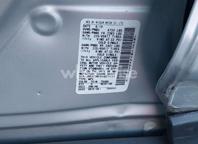 Photo 9 of 2019 Nissan Rogue SV (VIN JN8AT2MVXKW375119)