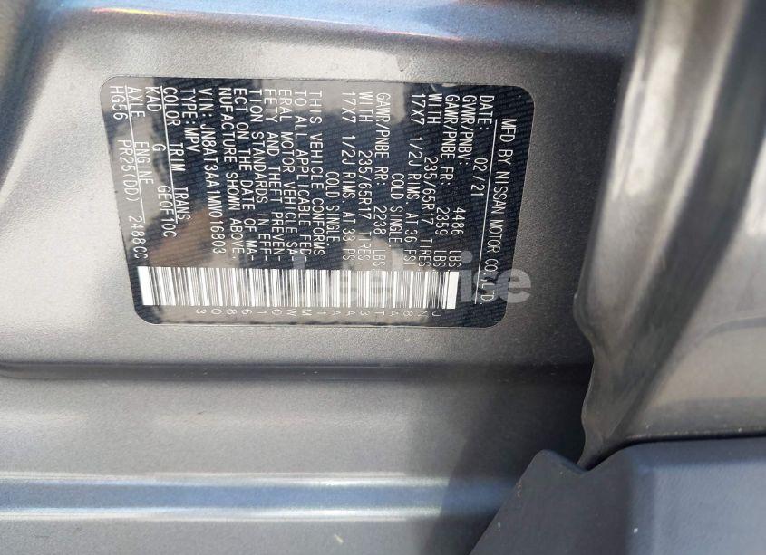 Photo 9 of 2021 Nissan Rogue S FWD (VIN JN8AT3AA1MW016803)