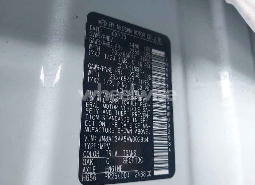 Photo 9 of 2021 Nissan Rogue S FWD (VIN JN8AT3AA5MW002984)