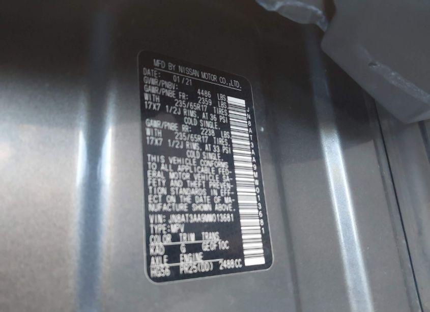 Photo 9 of 2021 Nissan Rogue S FWD (VIN JN8AT3AA9MW013681)
