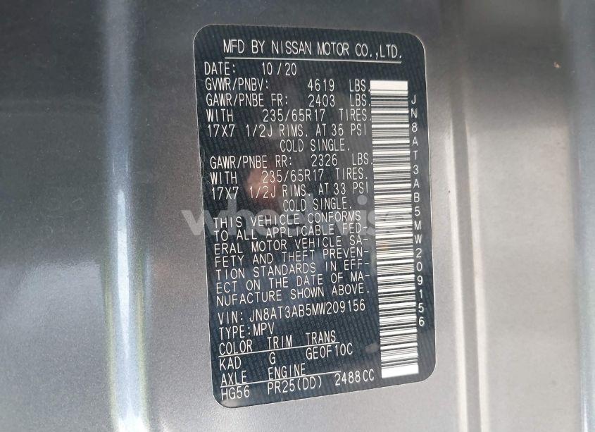 Photo 9 of 2021 Nissan Rogue S INTELLIGENT AWD (VIN JN8AT3AB5MW209156)