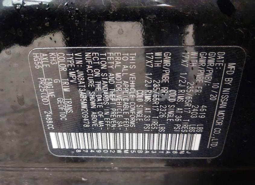 Photo 9 of 2021 Nissan Rogue S INTELLIGENT AWD (VIN JN8AT3AB5MW209478)