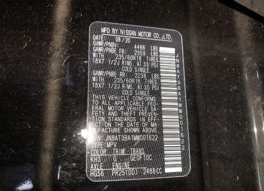Photo 9 of 2021 Nissan Rogue SV FWD (VIN JN8AT3BA1MW001622)