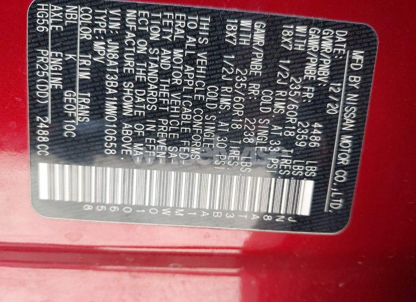 Photo 9 of 2021 Nissan Rogue SV FWD (VIN JN8AT3BA1MW010658)