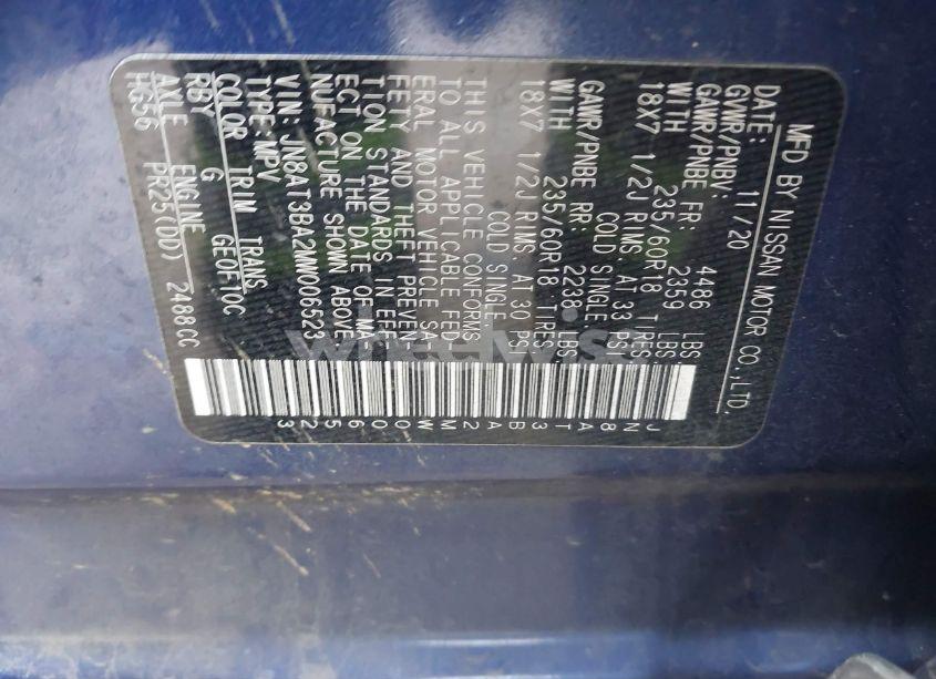 Photo 9 of 2021 Nissan Rogue SV FWD (VIN JN8AT3BA2MW006523)