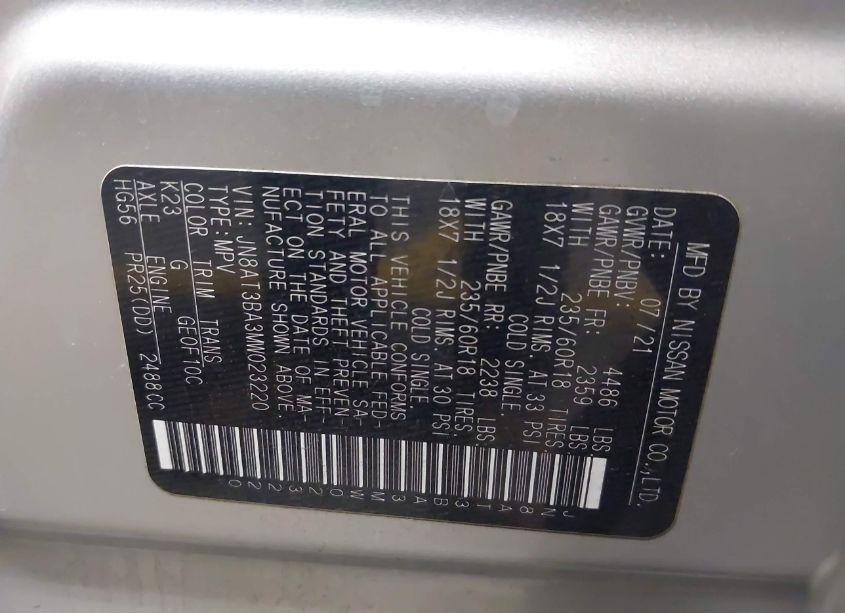 Photo 9 of 2021 Nissan Rogue SV FWD (VIN JN8AT3BA3MW023220)