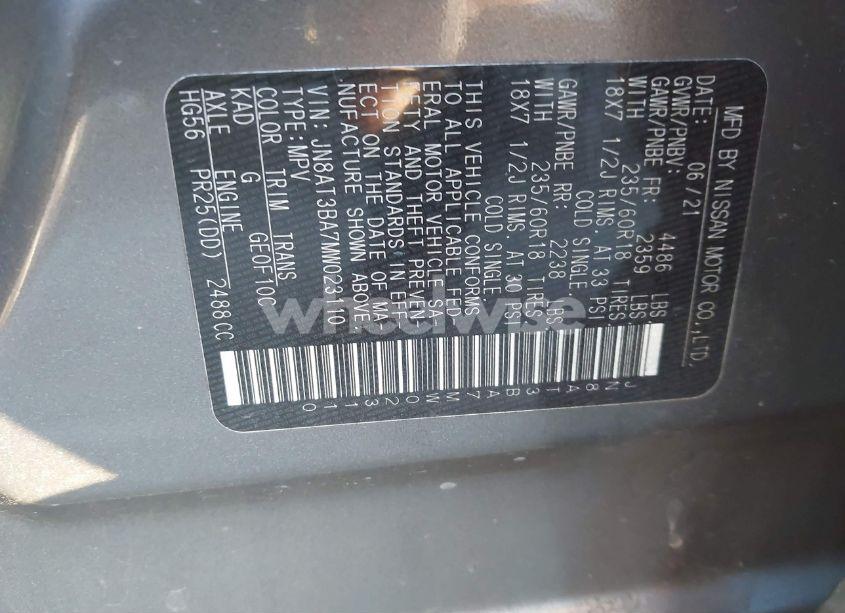 Photo 9 of 2021 Nissan Rogue SV FWD (VIN JN8AT3BA7MW023110)