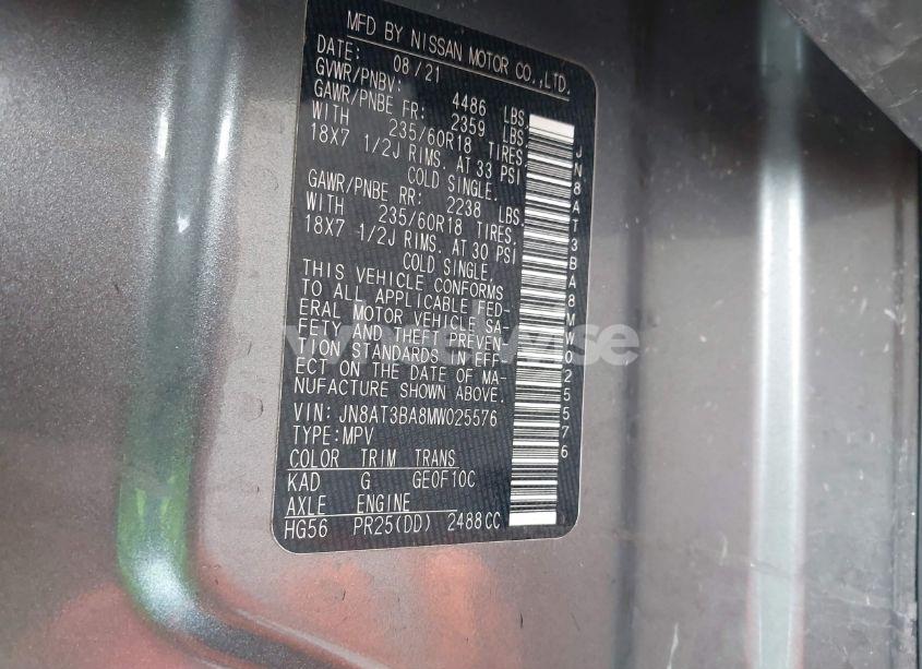 Photo 9 of 2021 Nissan Rogue SV FWD (VIN JN8AT3BA8MW025576)