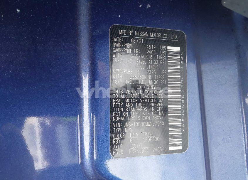 Photo 9 of 2021 Nissan Rogue SV INTELLIGENT AWD (VIN JN8AT3BB0MW237543)