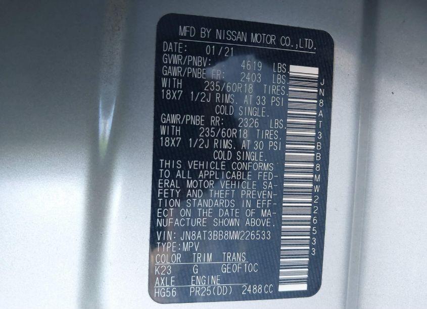 Photo 9 of 2021 Nissan Rogue SV INTELLIGENT AWD (VIN JN8AT3BB8MW226533)
