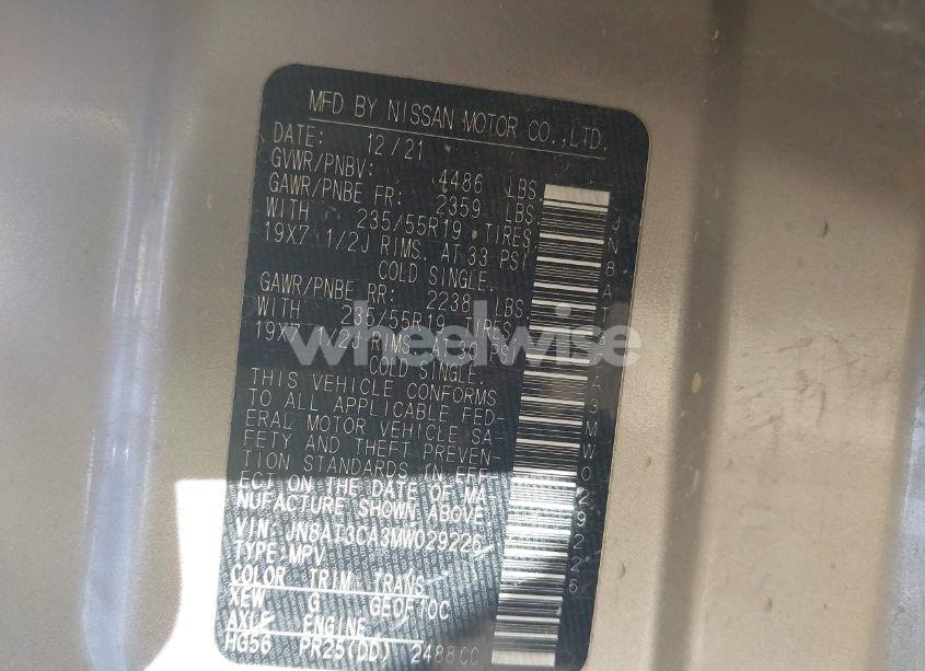 Photo 9 of 2021 Nissan Rogue SL FWD (VIN JN8AT3CA3MW029226)