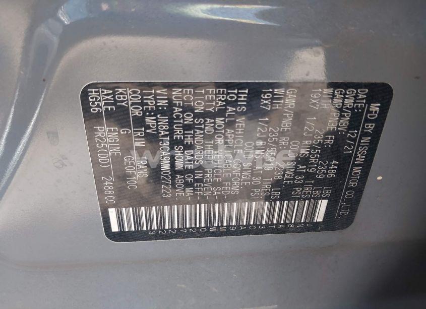 Photo 9 of 2021 Nissan Rogue SL FWD (VIN JN8AT3CA9MW027223)