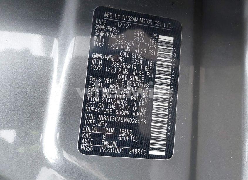 Photo 9 of 2021 Nissan Rogue SL FWD (VIN JN8AT3CA9MW028548)