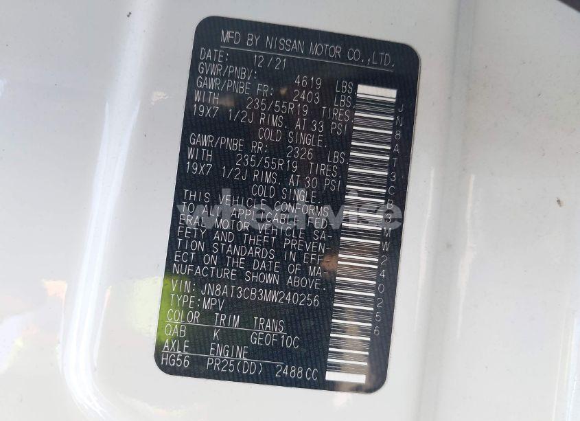 Photo 9 of 2021 Nissan Rogue SL INTELLIGENT AWD (VIN JN8AT3CB3MW240256)