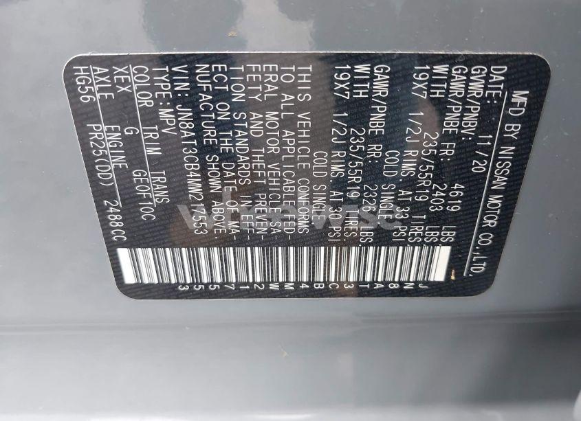 Photo 9 of 2021 Nissan Rogue SL INTELLIGENT AWD (VIN JN8AT3CB4MW217553)