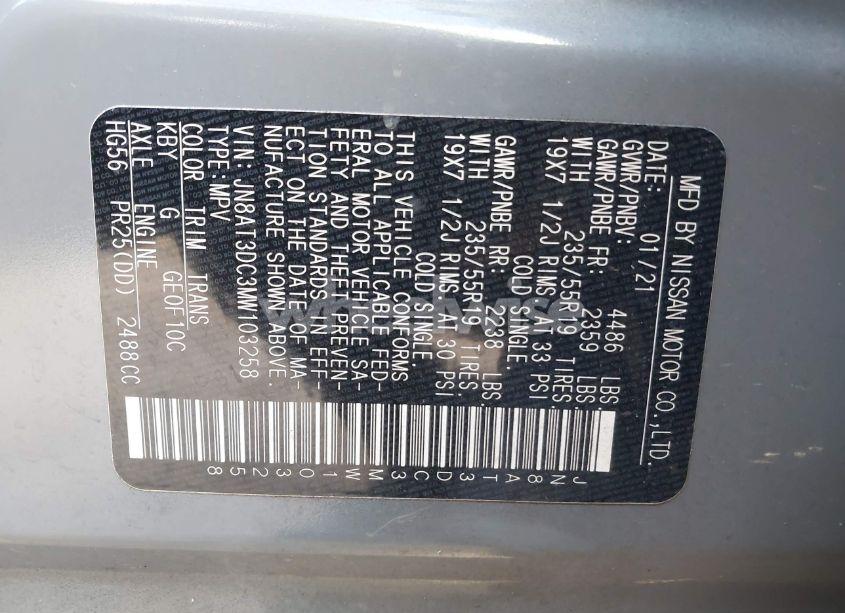 Photo 9 of 2021 Nissan Rogue PLATINUM FWD (VIN JN8AT3DC3MW103258)