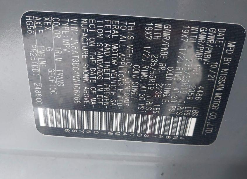 Photo 9 of 2021 Nissan Rogue PLATINUM FWD (VIN JN8AT3DC4MW106766)