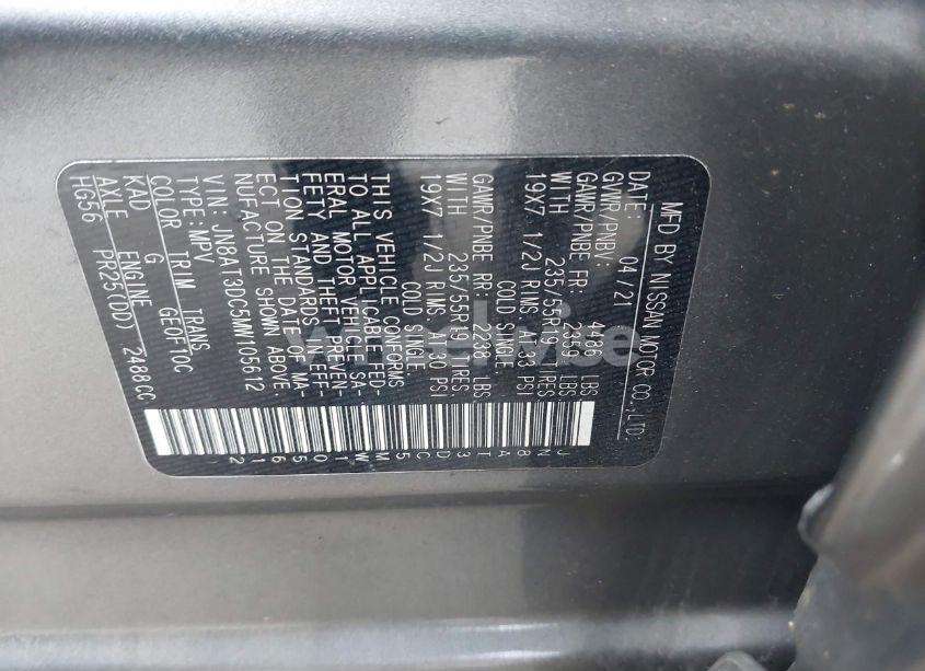 Photo 9 of 2021 Nissan Rogue PLATINUM FWD (VIN JN8AT3DC5MW105612)