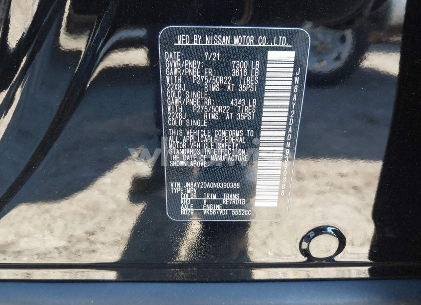 Photo 9 of 2022 Nissan Armada PLATINUM 2WD (VIN JN8AY2DA0N9390388)