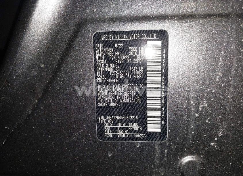 Photo 9 of 2022 Nissan Armada PLATINUM 4WD (VIN JN8AY2DB5N9813216)