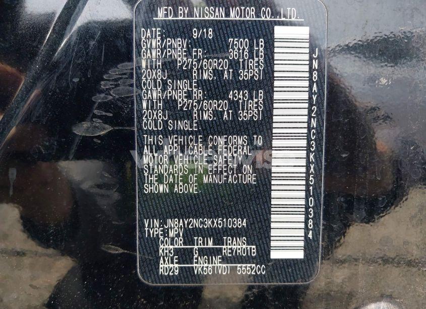 Photo 9 of 2019 Nissan Armada SL (VIN JN8AY2NC3KX510384)