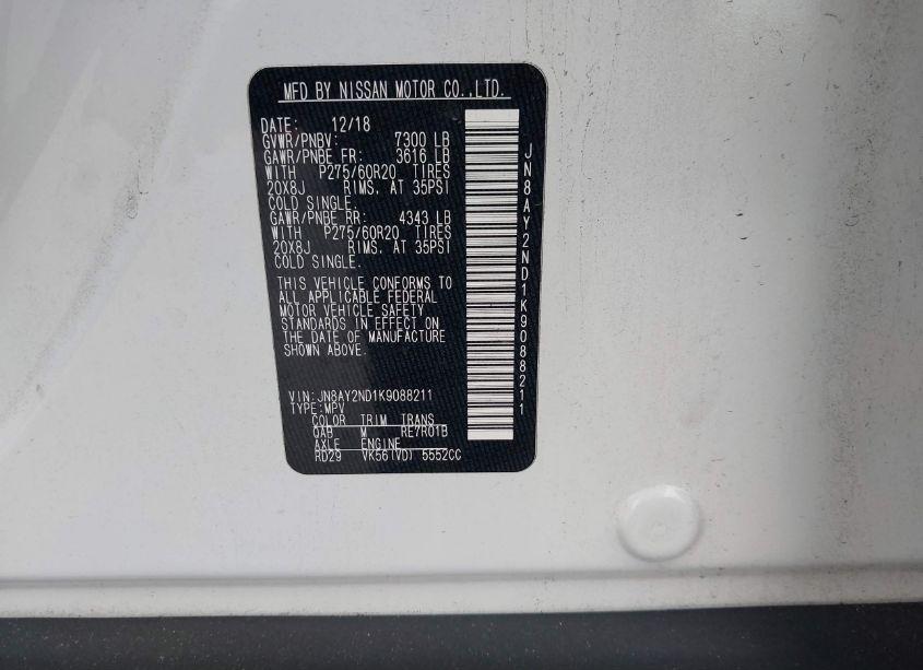 Photo 9 of 2019 Nissan Armada PLATINUM (VIN JN8AY2ND1K9088211)