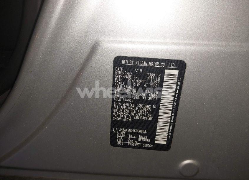 Photo 9 of 2019 Nissan Armada SL (VIN JN8AY2ND1K9088581)