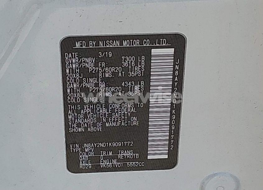 Photo 9 of 2019 Nissan Armada SL (VIN JN8AY2ND1K9091772)