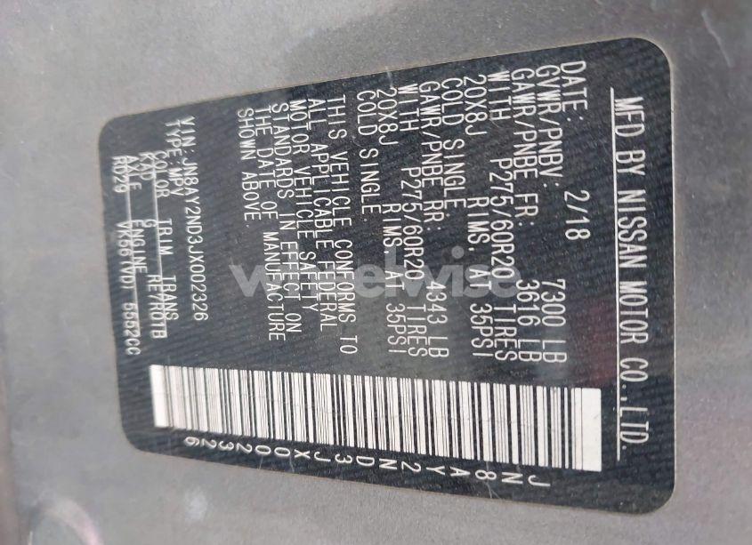 Photo 9 of 2018 Nissan Armada PLATINUM (VIN JN8AY2ND3JX002326)