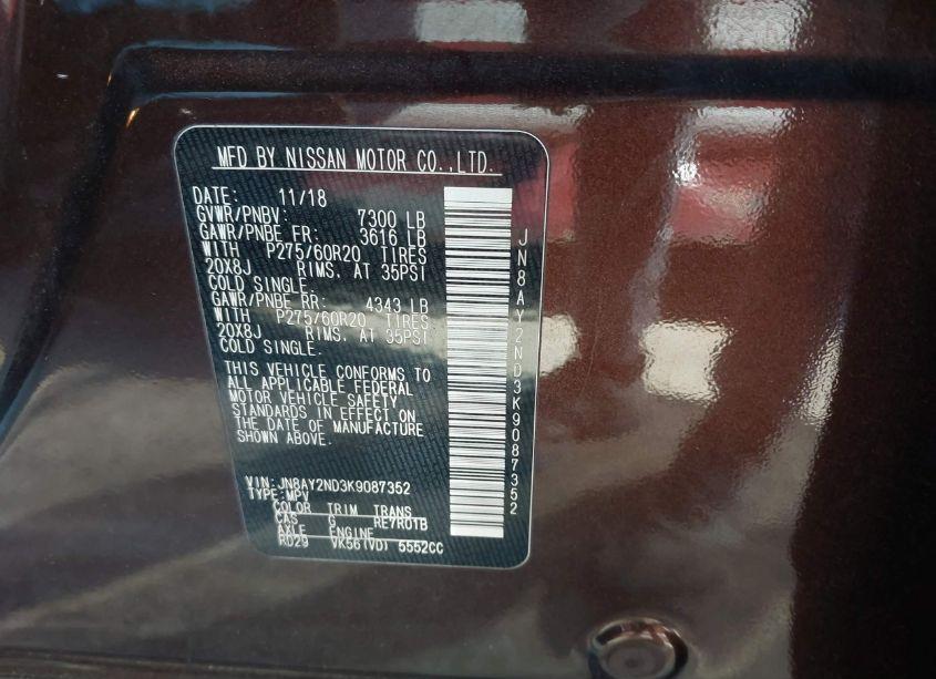 Photo 9 of 2019 Nissan Armada SL (VIN JN8AY2ND3K9087352)