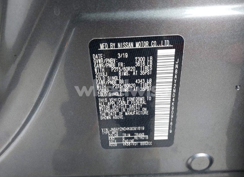 Photo 9 of 2019 Nissan Armada SL (VIN JN8AY2ND4K9091619)