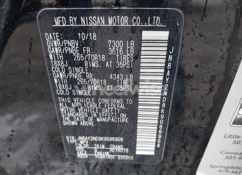 Photo 9 of 2019 Nissan Armada SV (VIN JN8AY2ND8K9086908)