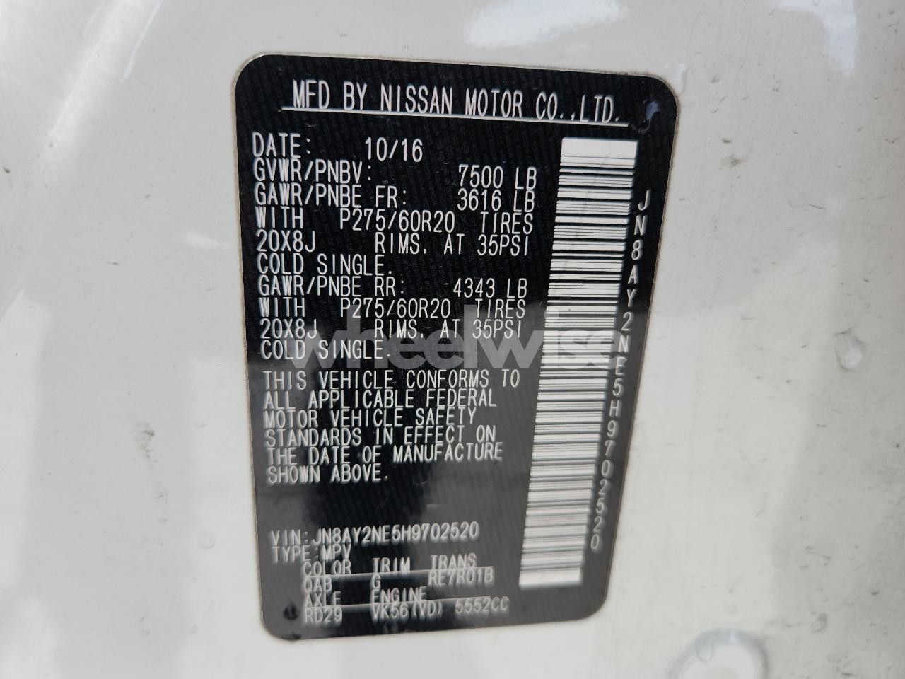 Photo 13 of 2017 NISSAN ARMADA PLATINUM (VIN JN8AY2NE5H9702520)