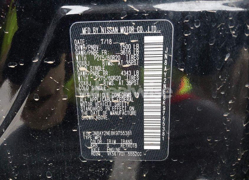 Photo 9 of 2019 Nissan Armada PLATINUM (VIN JN8AY2NE8K9755381)