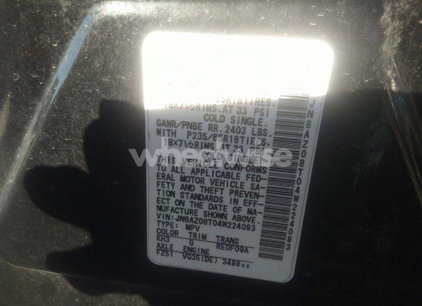 Photo 7 of 2004 Nissan Murano SE (VIN JN8AZ08T04W224093)