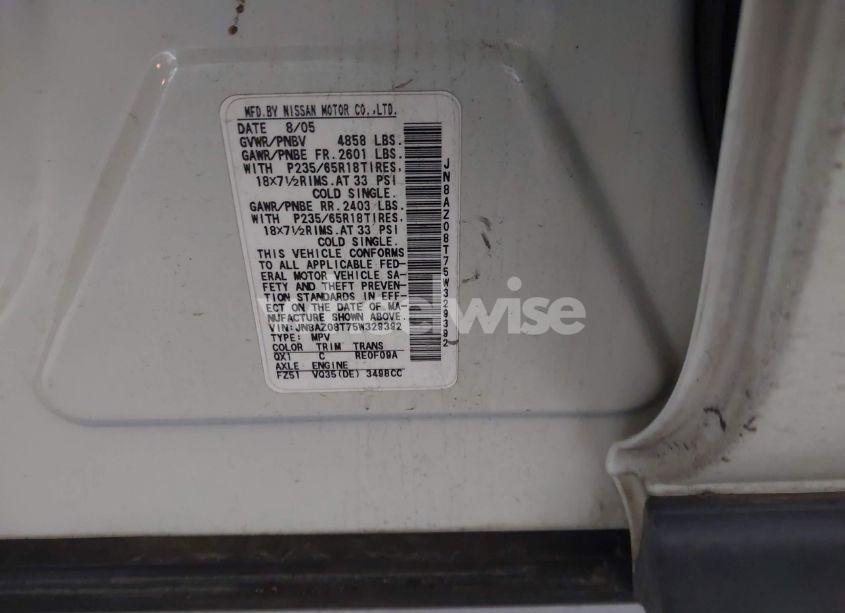 Photo 9 of 2005 Nissan Murano S (VIN JN8AZ08T75W329392)