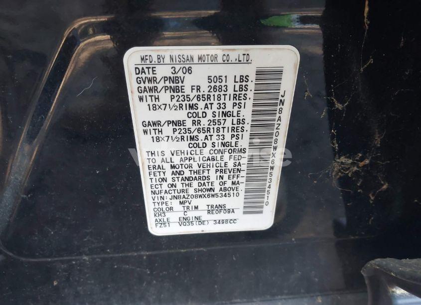 Photo 9 of 2006 Nissan Murano S (VIN JN8AZ08WX6W534510)