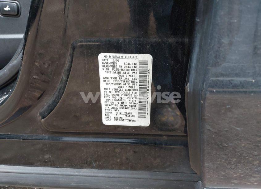 Photo 9 of 2009 Nissan Murano SL (VIN JN8AZ18U09W010923)