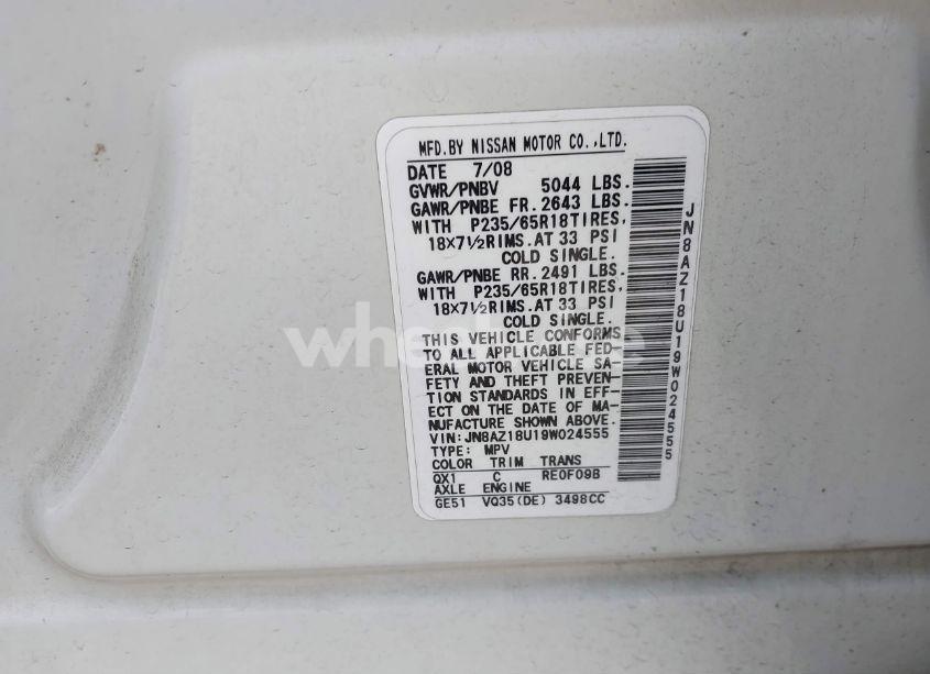 Photo 6 of 2009 Nissan Murano SL (VIN JN8AZ18U19W024555)