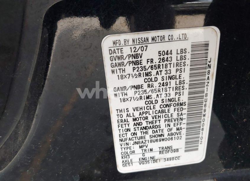 Photo 9 of 2009 Nissan Murano S (VIN JN8AZ18U69W006102)