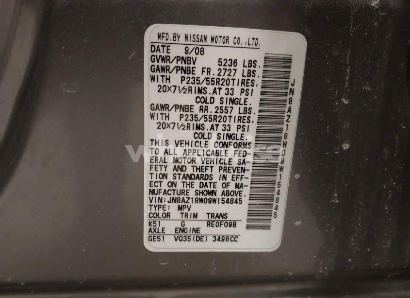 Photo 4 of 2009 Nissan Murano LE (VIN JN8AZ18W09W154845)